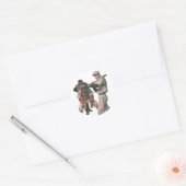 Vintage honkbalspelers ronde sticker (Envelop)