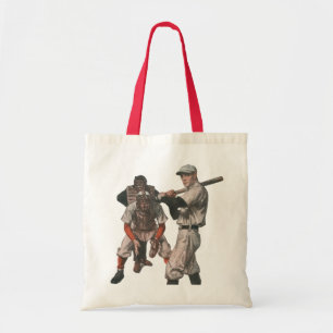 Vintage honkbalspelers tote bag