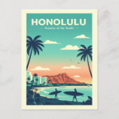 Vintage Honolulu Hawaii  Briefkaart (Voorkant)