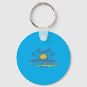 Vintage Honolulu Hawaii Strand Retro Zonsondergang Sleutelhanger