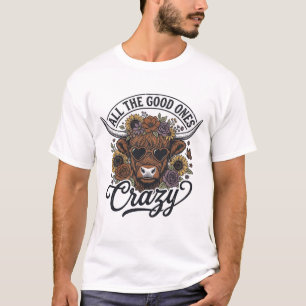 Vintage Hoogland Koe Bloemig Dolle Citaat Ontwerp_ T-shirt