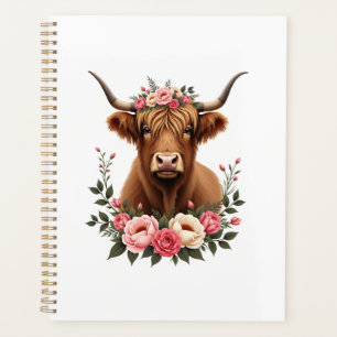 Vintage Hoogland Koe Florale Kroon Boho Boerderij Planner