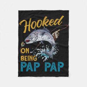 Vintage Hooked On Being Pap Pap Grappige Visserij Fleece Deken
