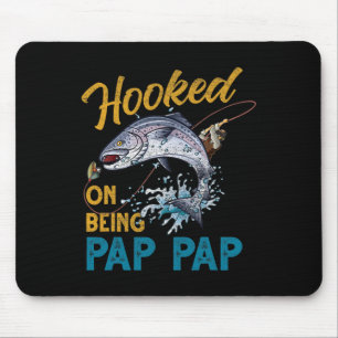 Vintage Hooked On Being Pap Pap Grappige Visserij Muismat