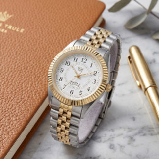 Vintage Horloge Met Twee Tinten en Geribbelde Rand