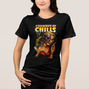 Vintage Horror Stripverhaal Kunst Dames T-shirt