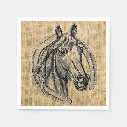 Vintage Horse Cameo Cocktail Napkins Servetten (Voorkant)