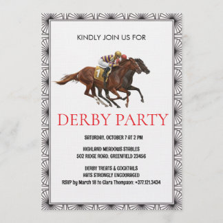 Vintage Horse Race Derby Party Invitation Kaart