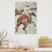 Vintage Horse Race Sketch Art Drawing Poster (Keuken)