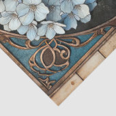Vintage Hortensia Roos Gebrandschilderde Decoupage Tissuepapier (Detail)