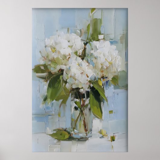 Vintage Hortensia Vaas Muurkunst Afdruk, Antiek Poster (Voorkant)