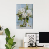 Vintage Hortensia Vaas Muurkunst Afdruk, Antiek Poster (Thuiskantoor)