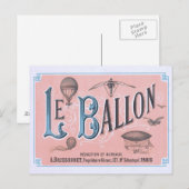 Vintage Hot Air Ballon Briefkaart Parijs (Voorkant / Achterkant)