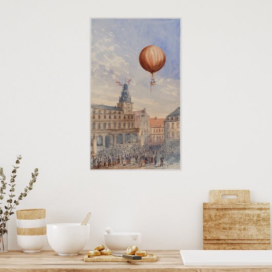 VINTAGE HOT AIR BALLOON ART POSTER (Keuken)