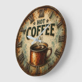 Vintage Hot Coffee Rustic Farmhouse Kitchen  Grote Klok (Hoek)