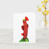 Vintage Hot Dog Frank Valentijn Kaart (Gele Bloem)