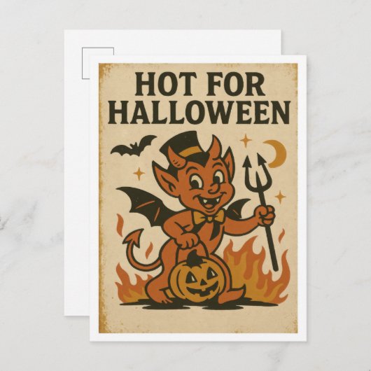 Vintage Hot for Halloween Briefkaart (Voorkant / Achterkant)