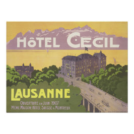 Vintage Hotel Cecil Lausanne 1907 Swiss Art Perfect Poster