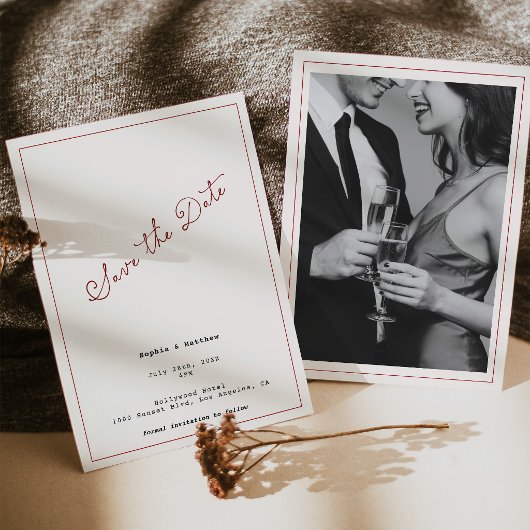 Vintage Hotel Oud Geld Save the Date Kaart