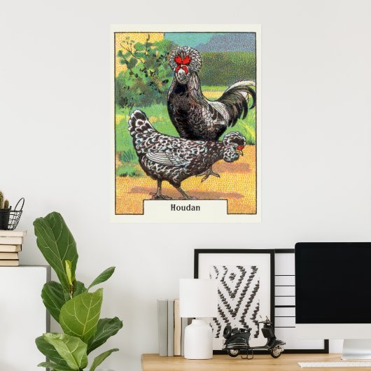 Vintage Houdan Chicken Poster (Thuiskantoor)