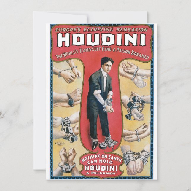 Vintage Houdini Handcuff King Adverteren Poster (Voorkant)