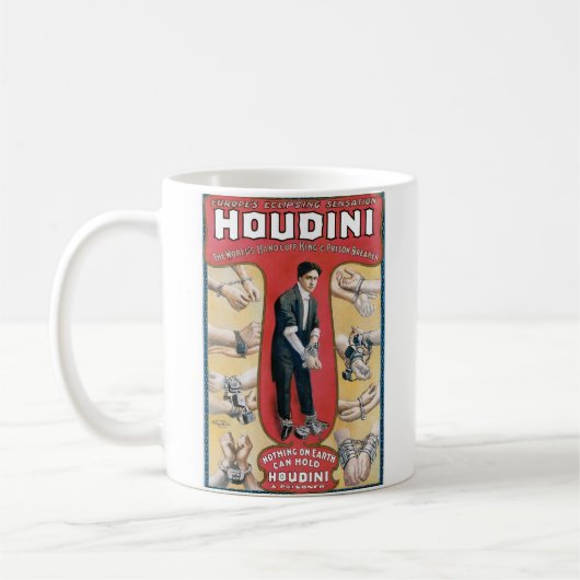Vintage Houdini Handcuff King Adverteren Poster Koffiemok (Links)