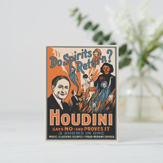 Vintage Houdini Magic Poster Briefkaart (Staand voorkant)