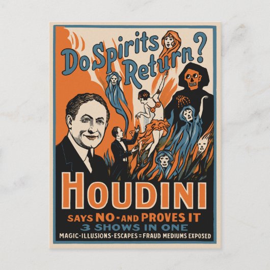 Vintage Houdini Magic Poster Briefkaart (Voorkant)