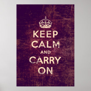 Vintage houdt kalm en gaat door poster