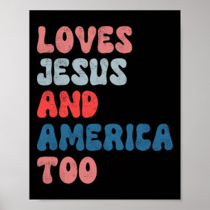 Vintage houdt ook van Jezus en Amerika op 4 juli Poster