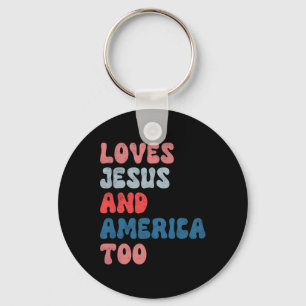 Vintage houdt ook van Jezus en Amerika op 4 juli Sleutelhanger