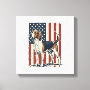 Vintage Hound Dog Patriottische Vlag Vector T-shir Canvas Afdruk