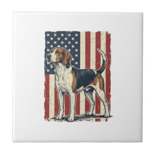 Vintage Hound Dog Patriottische Vlag Vector T-shir Tegeltje