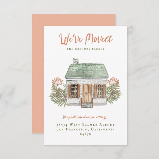 Vintage House Moving Announcement Kaart (Voorkant / Achterkant)