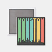 Vintage Houston Cityscape Magneet (Voorkant / Achterkant)