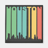 Vintage Houston Cityscape Magneet (Voorkant)