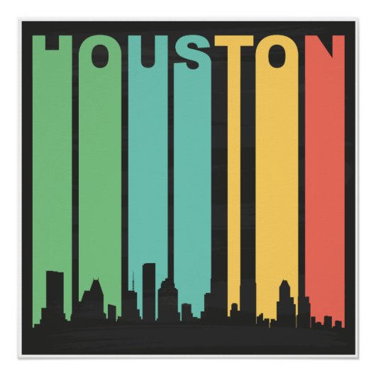 Vintage Houston Cityscape Poster (Voorkant)