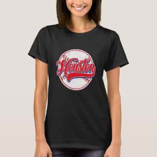 Vintage Houston stadsgezicht honkbal voor mannen v T-shirt