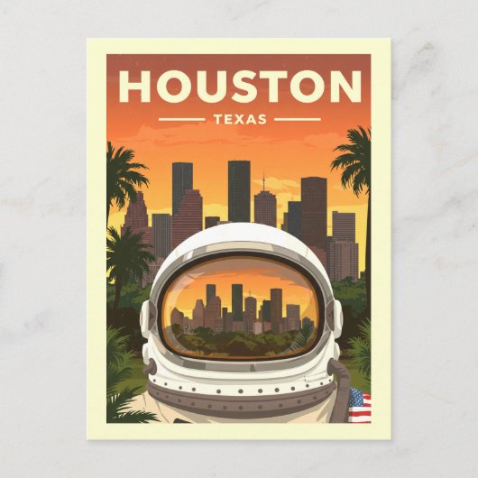 Vintage Houston Texas Briefkaart (Voorkant)