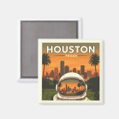 Vintage Houston Texas Magneet (Voorkant / Achterkant)