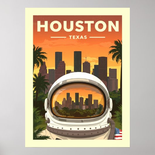 Vintage Houston Texas Poster (Voorkant)