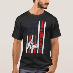 Vintage houtbewerker VS-vlag timmerman houthakker T-shirt