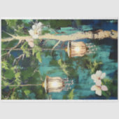 Vintage houten kroonluchter decoupage tissuepapier (Voorkant)