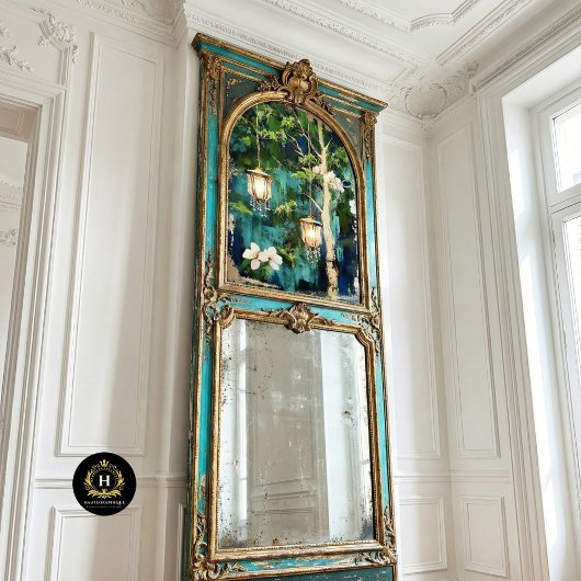 Vintage houten kroonluchter decoupage tissuepapier