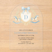 Vintage Houten Paard Jongen Eerste Verjaardag Acryl Uitnodigingen (Voorkant)