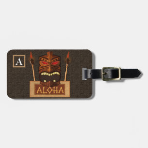Vintage Houten Tiki & Fakkel Aloha Hawaïaans Bagagelabel
