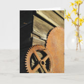 Vintage Houten Toestel Kaart (Gele Bloem)