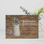 vintage houtlavender bruiloft vrijgezellenfeest kaart (Staand voorkant)