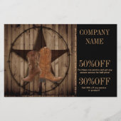 vintage houtnerf cowboylaarzen western country flyer (Voorkant)