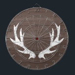 Vintage houtnerf herten gewei jacht dartboard dartbord<br><div class="desc">houtnerf herten gewei dartboard man grot,  slaapzaal,  jachtslot etc. Mannelijke dartboard met personaliseerbare naam of monogram. Cool manly cadeau idee voor mannen. Hunter thema home decor. Ook leuk voor rustieke land chique bruiloft entertainment games etc. Houten paneel achtergrond textuur.</div>